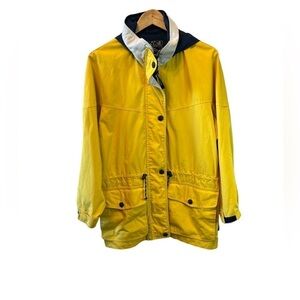 MENS PACIFIC TRAIL Yellow Hooded Zip Up Rain Jacket Coat M